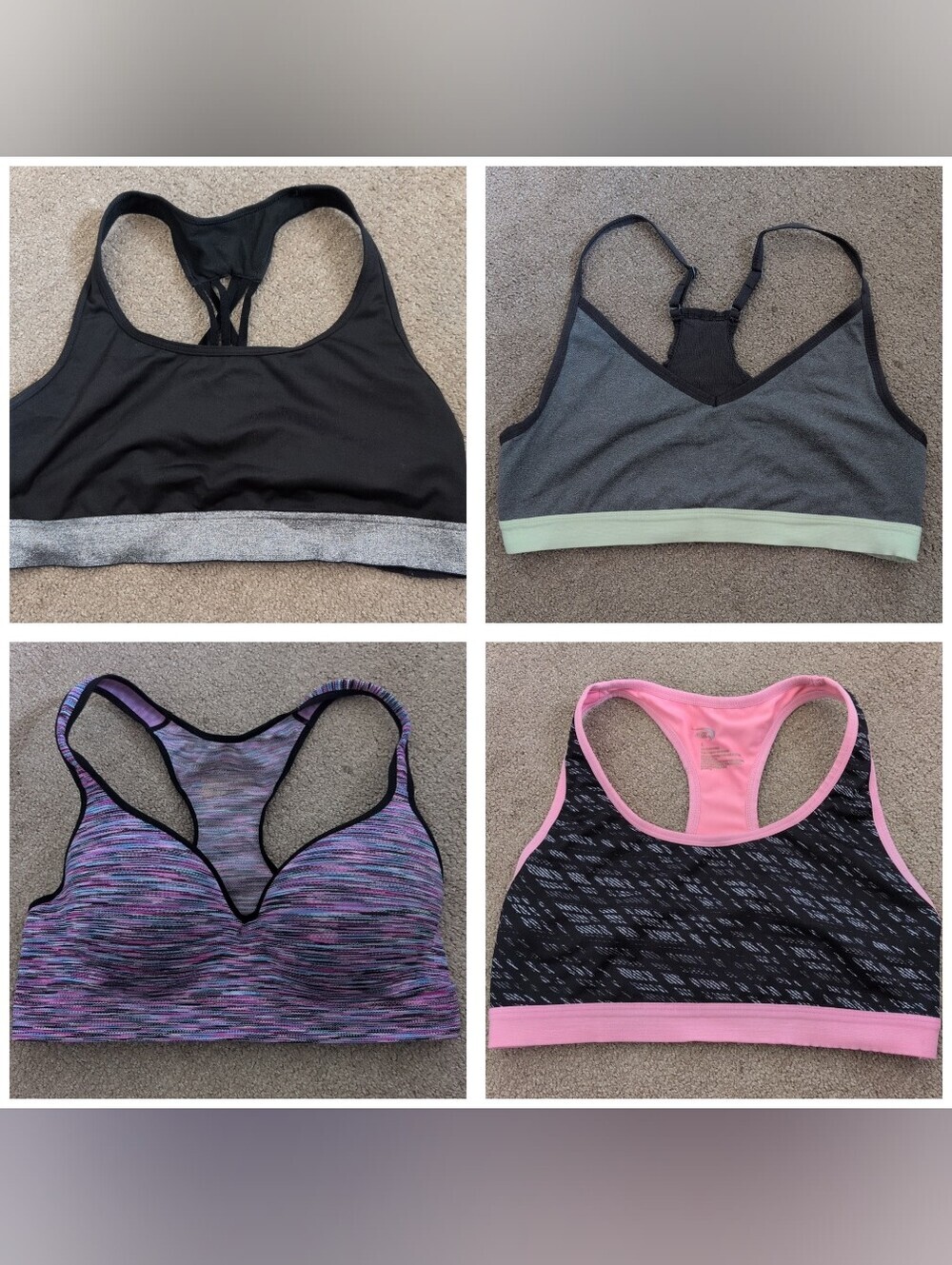 Set Of 4 MTA Sport Low To Medium Impact Sport Bras Variety Of Colors